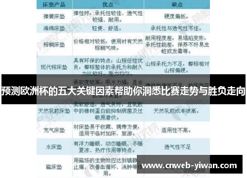 预测欧洲杯的五大关键因素帮助你洞悉比赛走势与胜负走向